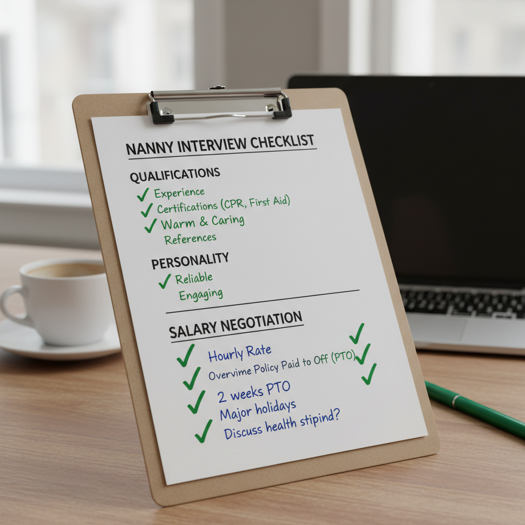 Nanny interview checklist with checkmarks