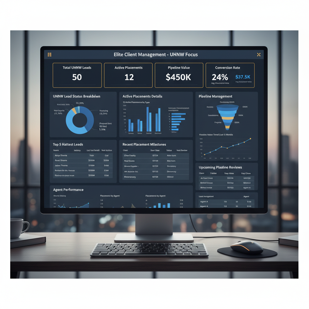 Agency CRM dashboard with pipeline