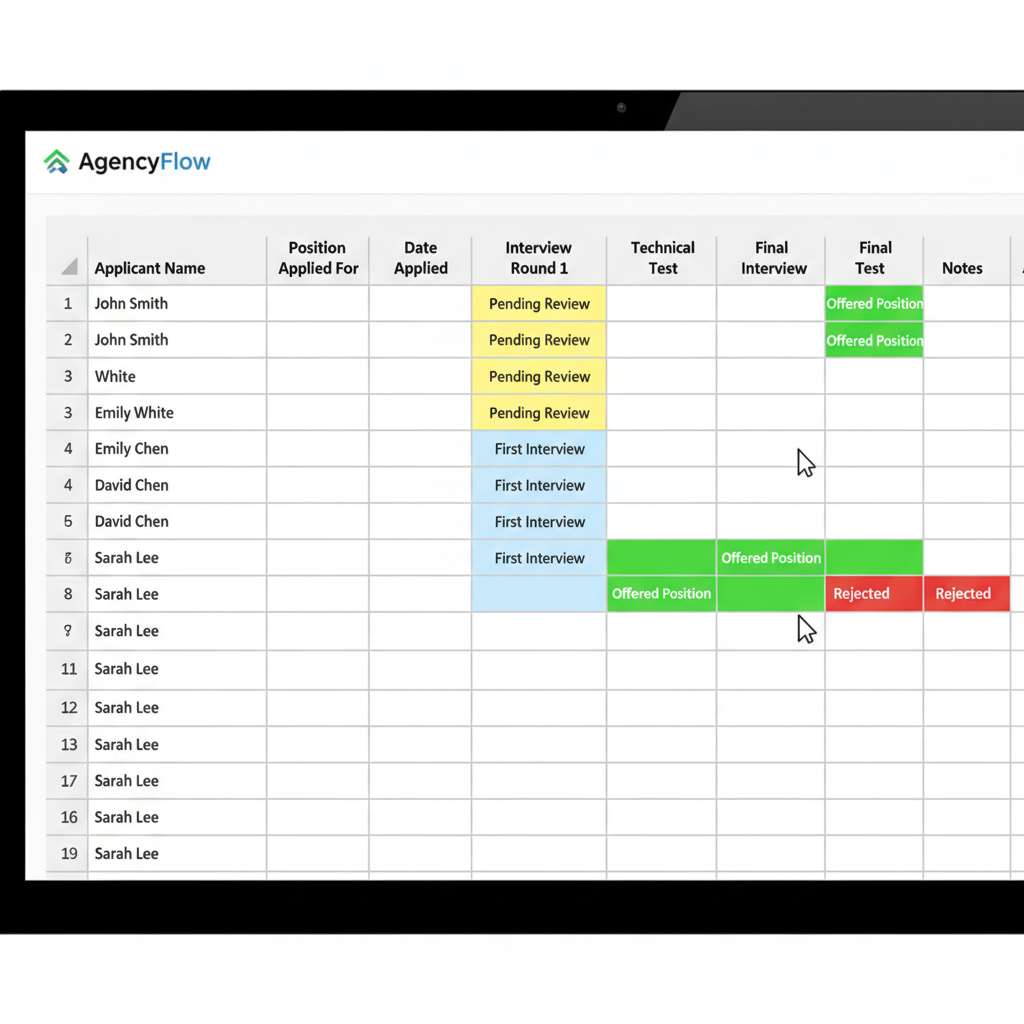 Agency application tracker spreadsheet