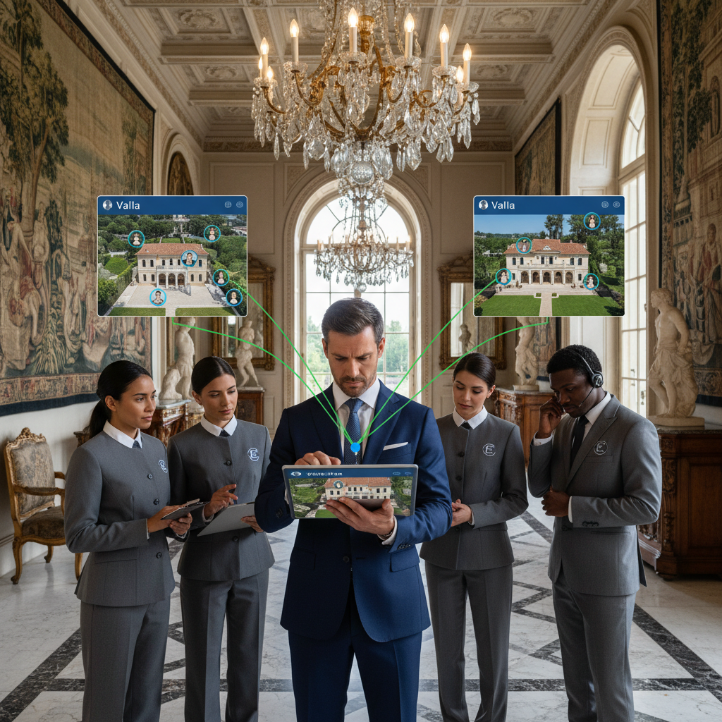 Estate manager coordinating staff across villas