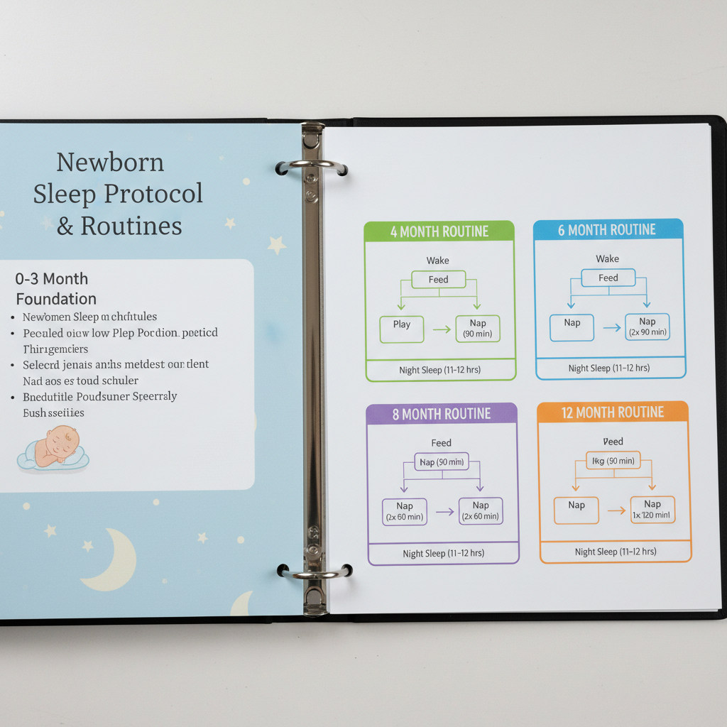 Newborn sleep protocol binder with flowcharts
