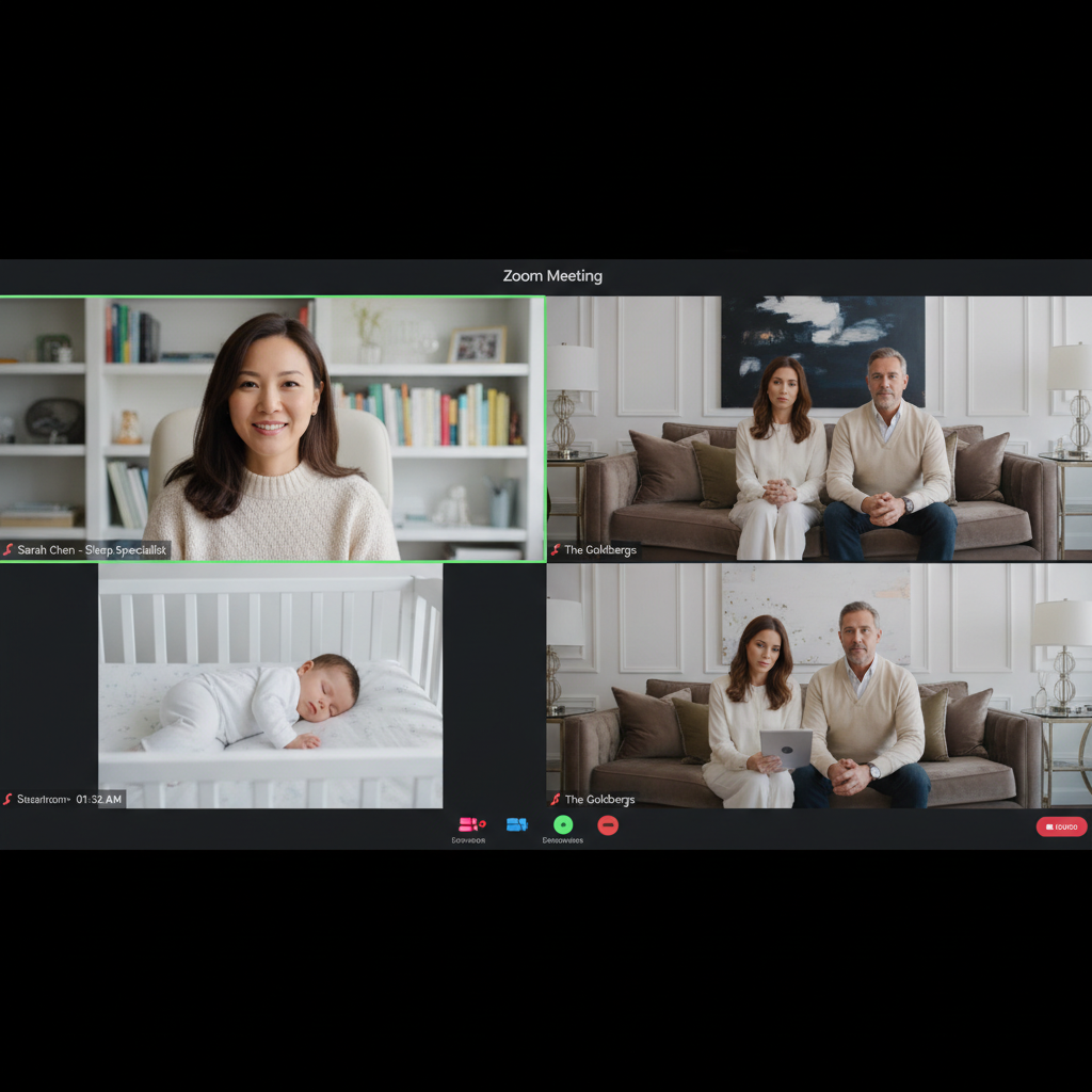 Sleep consultant coaching parents on Zoom